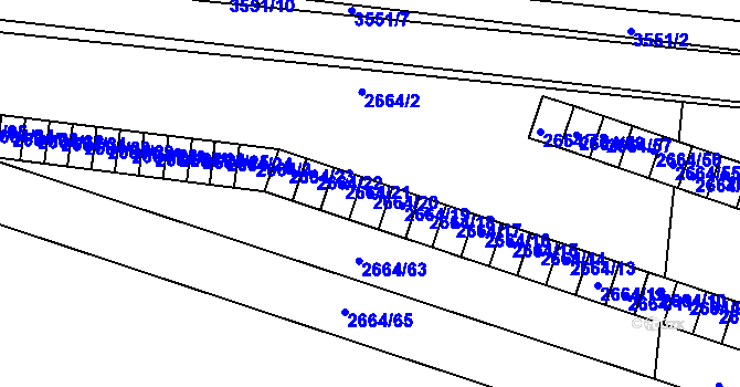 Parcela st. 2664/20 v KÚ Holešov, Katastrální mapa