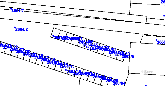 Parcela st. 2664/55 v KÚ Holešov, Katastrální mapa