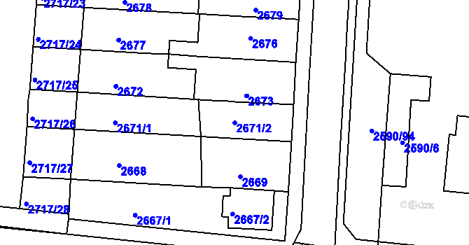 Parcela st. 2671/2 v KÚ Holešov, Katastrální mapa