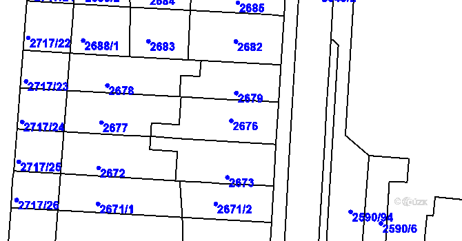 Parcela st. 2676 v KÚ Holešov, Katastrální mapa