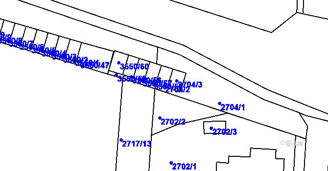 Parcela st. 2704/2 v KÚ Holešov, Katastrální mapa