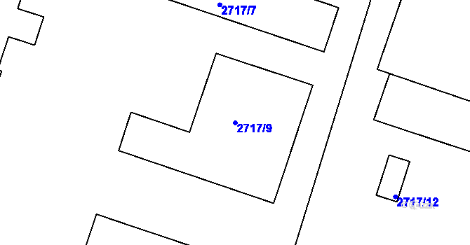 Parcela st. 2717/9 v KÚ Holešov, Katastrální mapa