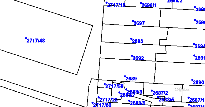 Parcela st. 2717/18 v KÚ Holešov, Katastrální mapa