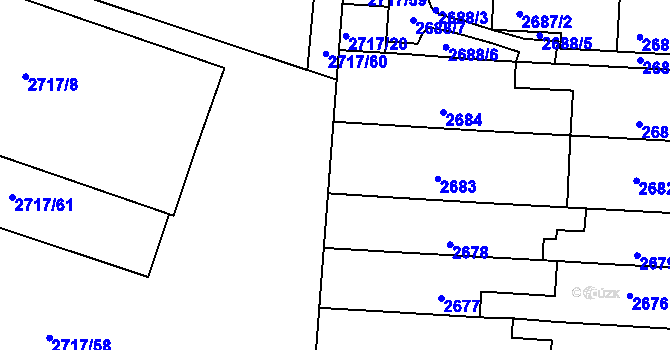 Parcela st. 2717/22 v KÚ Holešov, Katastrální mapa