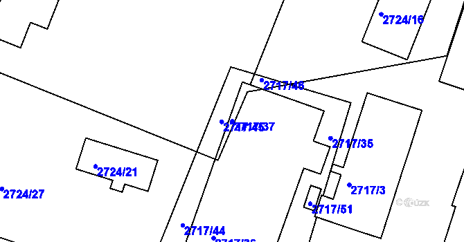 Parcela st. 2717/37 v KÚ Holešov, Katastrální mapa