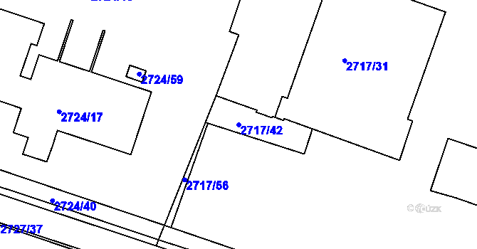 Parcela st. 2717/42 v KÚ Holešov, Katastrální mapa