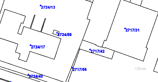 Parcela st. 2717/43 v KÚ Holešov, Katastrální mapa