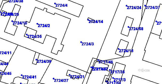 Parcela st. 2724/3 v KÚ Holešov, Katastrální mapa