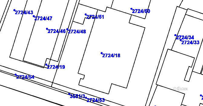 Parcela st. 2724/18 v KÚ Holešov, Katastrální mapa