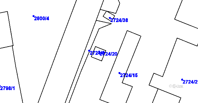 Parcela st. 2724/20 v KÚ Holešov, Katastrální mapa