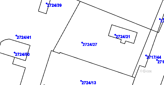 Parcela st. 2724/27 v KÚ Holešov, Katastrální mapa