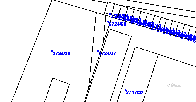 Parcela st. 2724/37 v KÚ Holešov, Katastrální mapa