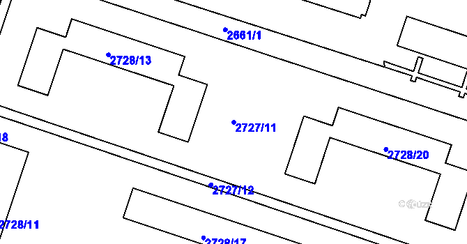Parcela st. 2727/11 v KÚ Holešov, Katastrální mapa