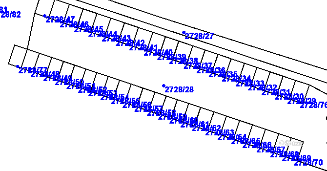Parcela st. 2728/28 v KÚ Holešov, Katastrální mapa