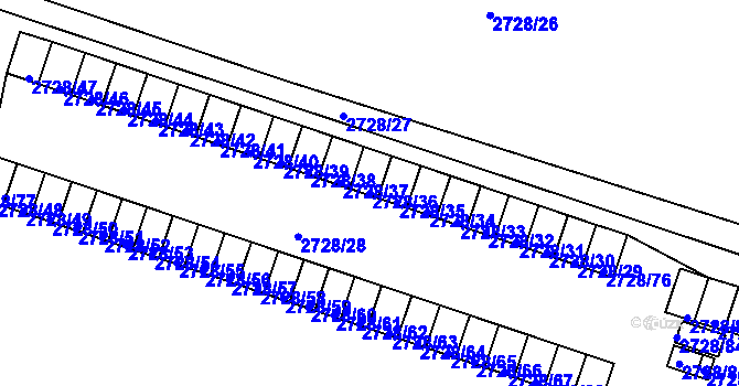 Parcela st. 2728/36 v KÚ Holešov, Katastrální mapa