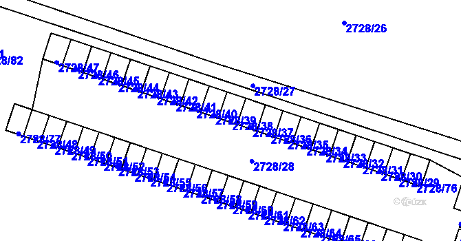 Parcela st. 2728/38 v KÚ Holešov, Katastrální mapa