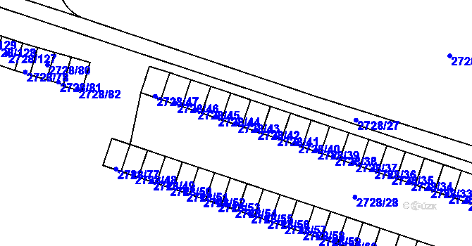 Parcela st. 2728/43 v KÚ Holešov, Katastrální mapa