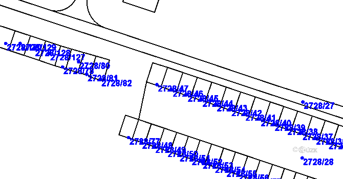 Parcela st. 2728/46 v KÚ Holešov, Katastrální mapa