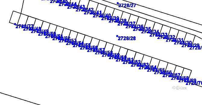 Parcela st. 2728/59 v KÚ Holešov, Katastrální mapa