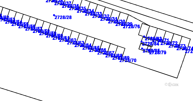 Parcela st. 2728/67 v KÚ Holešov, Katastrální mapa
