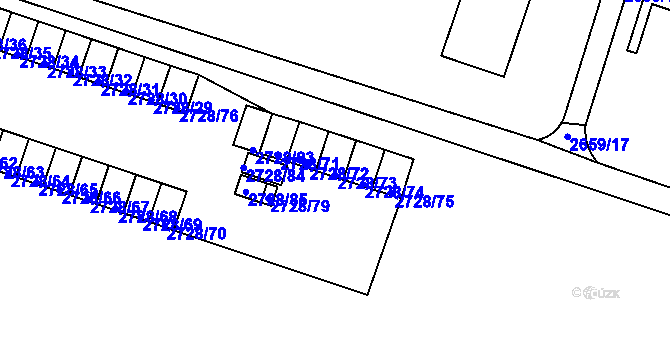 Parcela st. 2728/73 v KÚ Holešov, Katastrální mapa