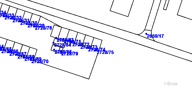 Parcela st. 2728/75 v KÚ Holešov, Katastrální mapa