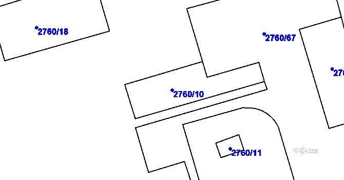 Parcela st. 2760/10 v KÚ Holešov, Katastrální mapa