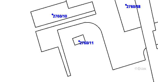 Parcela st. 2760/11 v KÚ Holešov, Katastrální mapa