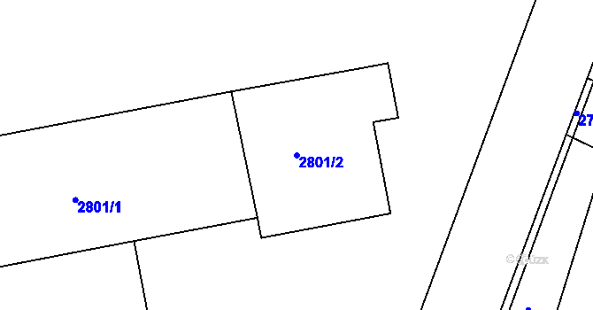 Parcela st. 2801/2 v KÚ Holešov, Katastrální mapa