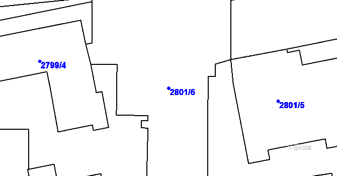 Parcela st. 2801/6 v KÚ Holešov, Katastrální mapa