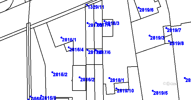 Parcela st. 2817/6 v KÚ Holešov, Katastrální mapa