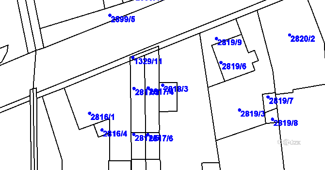 Parcela st. 2818/3 v KÚ Holešov, Katastrální mapa