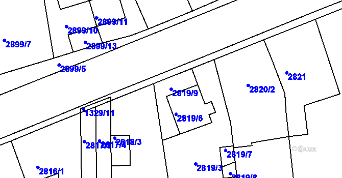 Parcela st. 2819/9 v KÚ Holešov, Katastrální mapa