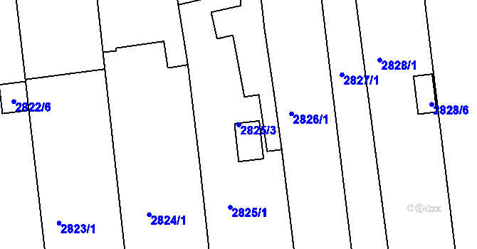 Parcela st. 2825/3 v KÚ Holešov, Katastrální mapa