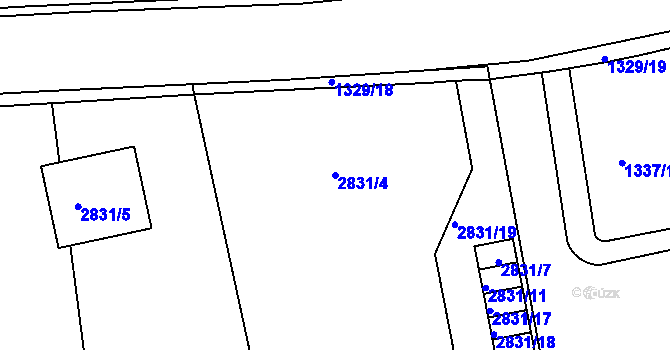 Parcela st. 2831/4 v KÚ Holešov, Katastrální mapa