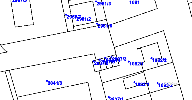 Parcela st. 2837/2 v KÚ Holešov, Katastrální mapa