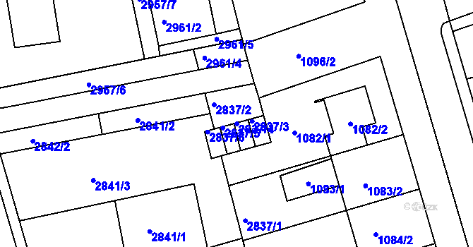 Parcela st. 2837/4 v KÚ Holešov, Katastrální mapa