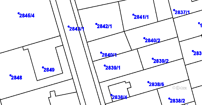 Parcela st. 2840/1 v KÚ Holešov, Katastrální mapa