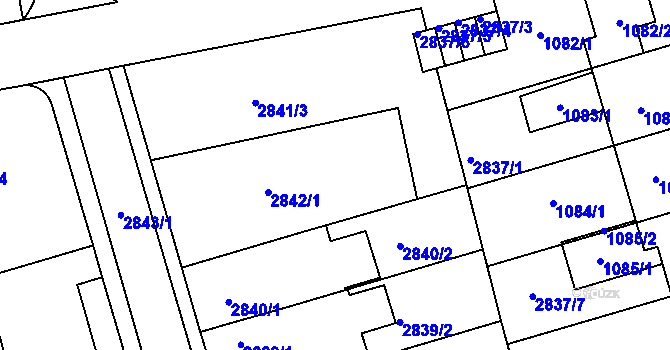 Parcela st. 2841/1 v KÚ Holešov, Katastrální mapa