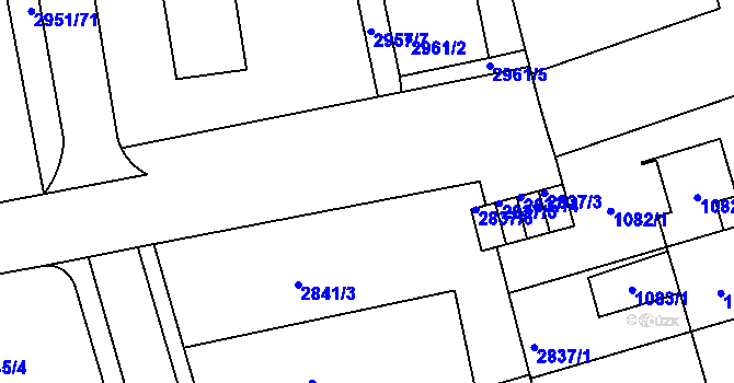 Parcela st. 2841/2 v KÚ Holešov, Katastrální mapa