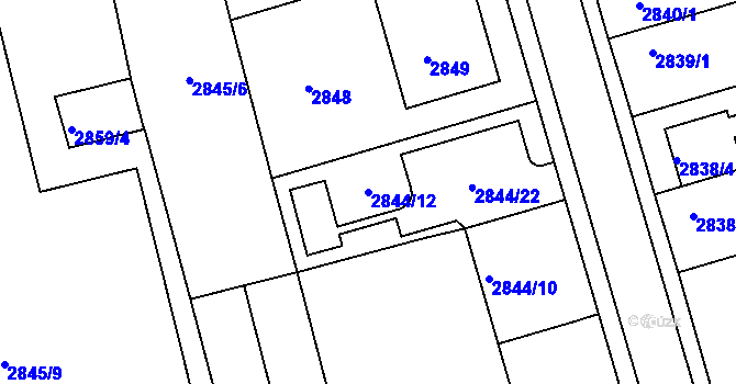 Parcela st. 2844/12 v KÚ Holešov, Katastrální mapa