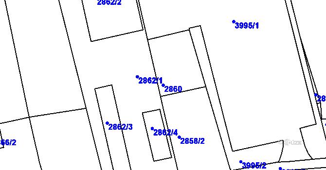 Parcela st. 2860 v KÚ Holešov, Katastrální mapa