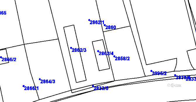 Parcela st. 2862/4 v KÚ Holešov, Katastrální mapa