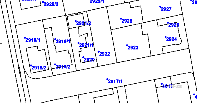 Parcela st. 2922 v KÚ Holešov, Katastrální mapa