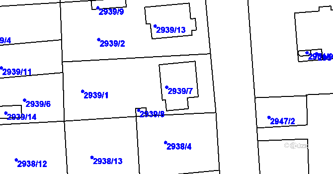 Parcela st. 2939/7 v KÚ Holešov, Katastrální mapa