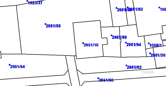 Parcela st. 2951/10 v KÚ Holešov, Katastrální mapa