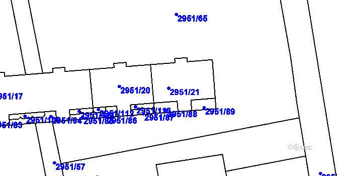 Parcela st. 2951/21 v KÚ Holešov, Katastrální mapa