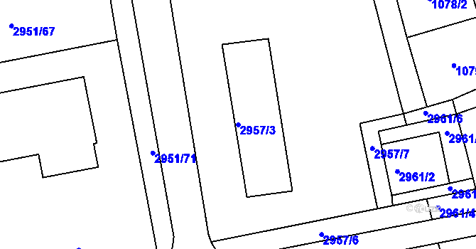 Parcela st. 2957/3 v KÚ Holešov, Katastrální mapa