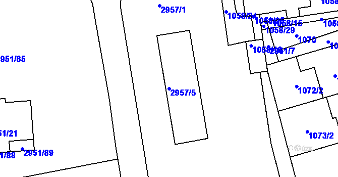 Parcela st. 2957/5 v KÚ Holešov, Katastrální mapa