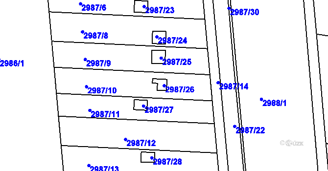 Parcela st. 2987/26 v KÚ Holešov, Katastrální mapa